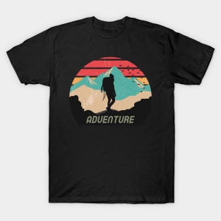 Silhouette of a man hiking in nature T-Shirt